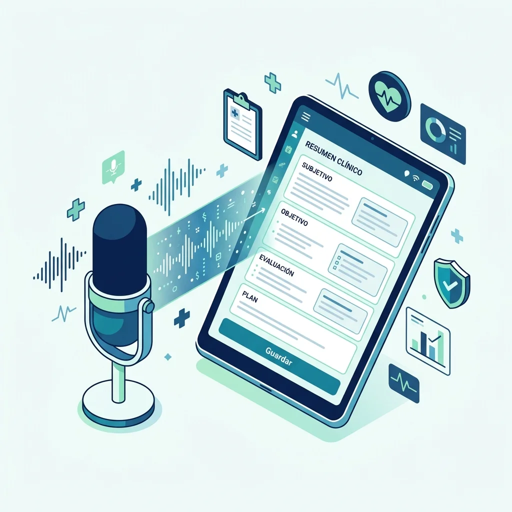 Consulta por voz con transcripción automática en medynota
